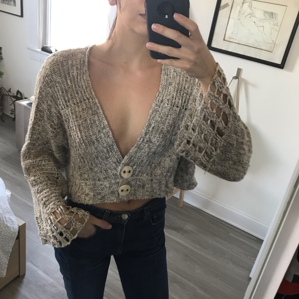 Free People Cropped Knit Sweater